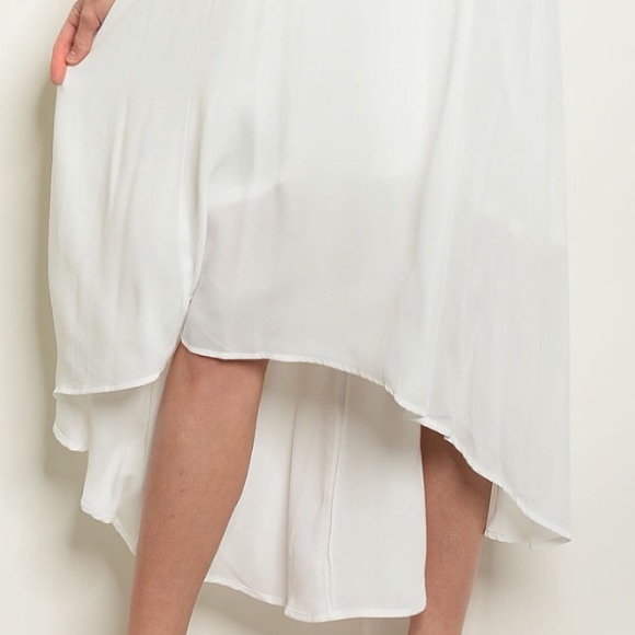 ❌DONATED❌Ivory White High Low Lined V-neck Dress - Picture 4 of 9